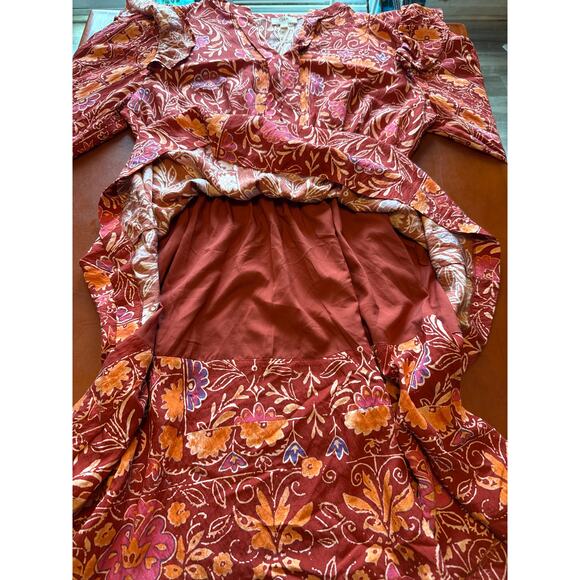 Oddi Los Angeles Floral Boho Mini Dress 1XL NWT Ruffle Tiered Long Sleeve - Picture 6 of 7